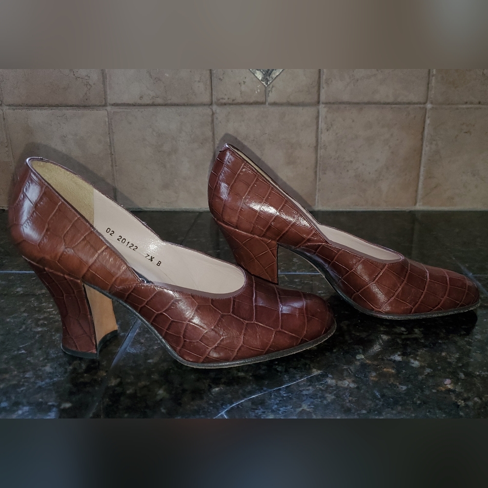 Donatello Brown Crocodile Heels